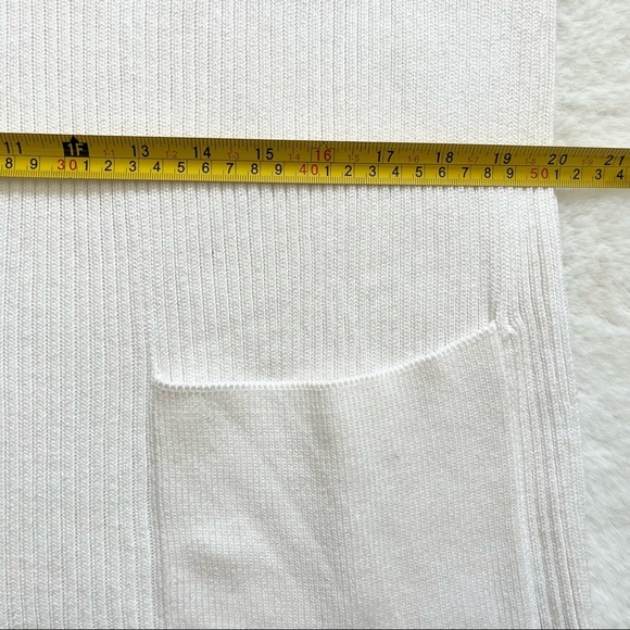 RODEBJER White Ribbed Crew Neck Dress w/ Front Patch Pockets Size Small - Picture 7 of 10